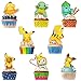 Pokemon Cupcake Figuras Decorativas, Mini Pikachu Figuras, Mini Caricatura Cake Topper, Adornos para Tartas, DIY Decoración Suministros para Birthday Party Ideal para Niños y Niñas, 8 Piezas