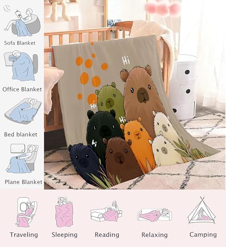 Couverture flanelle chaude et moelleuse motif Capybara mignon