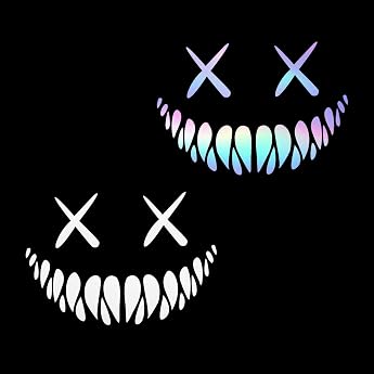 Pack of 2 Reflective Stickers Demon Smile Car Sticker with Yellow Scraper Helmet Sticker Motorcycle for Cars Motorcycles Helmets with Yellow Scraper