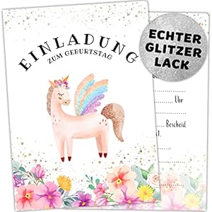 Gentle North 15x Einhorn Kindergeburtstag Einladungskarten A6