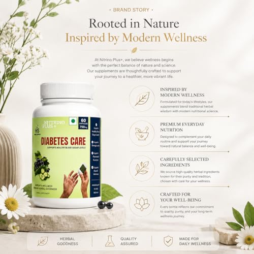 Image of Diabetes Care Herbal Wellness Capsules | Supports Sugar Balance, Energy & Metabolism | Daily Health Supplement for Adults | 60 Capsules Raja Maharaja Nushka