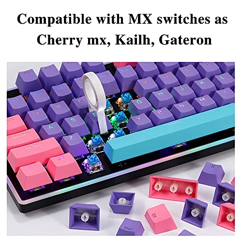 Image of Backlit Keycaps 60 Percent 87 /104 PBT Key Caps Set for 60% Mechanical Gaming Keyboard MX Switches (Violet)