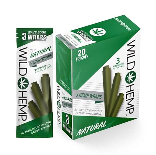 Wild Hemp Wraps | 3 hemp wraps per pack | 3 pre-rolled premium filters (Natural), 1.0 Count 