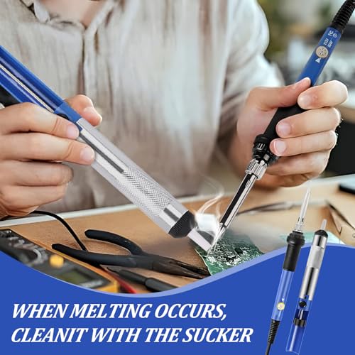 Soldering Iron Kit, 60W Adjustable Temperature 200-450°C Soldering Iron Kit Welding Tool with 5 Soldering Tips, Desoldering Pump, Tin Wire Tube, Stand, Tweezers, for Beginners, Welders, Enthusiasts 3 Soldering Iron Kit, 60W Adjustable Temperature 200-450°C Soldering Iron Kit Welding Tool with 5 Soldering Tips, Desoldering Pump, Tin Wire Tube, Stand, Tweezers, for Beginners, Welders, Enthusiasts - Image 3