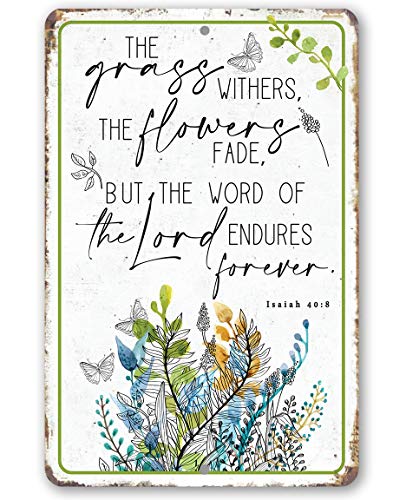 Lone Star Art The Grass Withers - Religious Garden Decor, Porch And She Shed Botanical Sign, Backyard Christian Home Decoration And Housewarming Gift cover