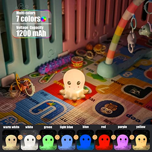 Cometmars Toddler Night Lights, Silicone Octopus Light For Breastfeeding, Nursery Squishy Lamp, Cute Animal Bedside Lamp For Baby Kids Teens, Soft Nightlight With Touch Sensor For Bedroom #TOP3
