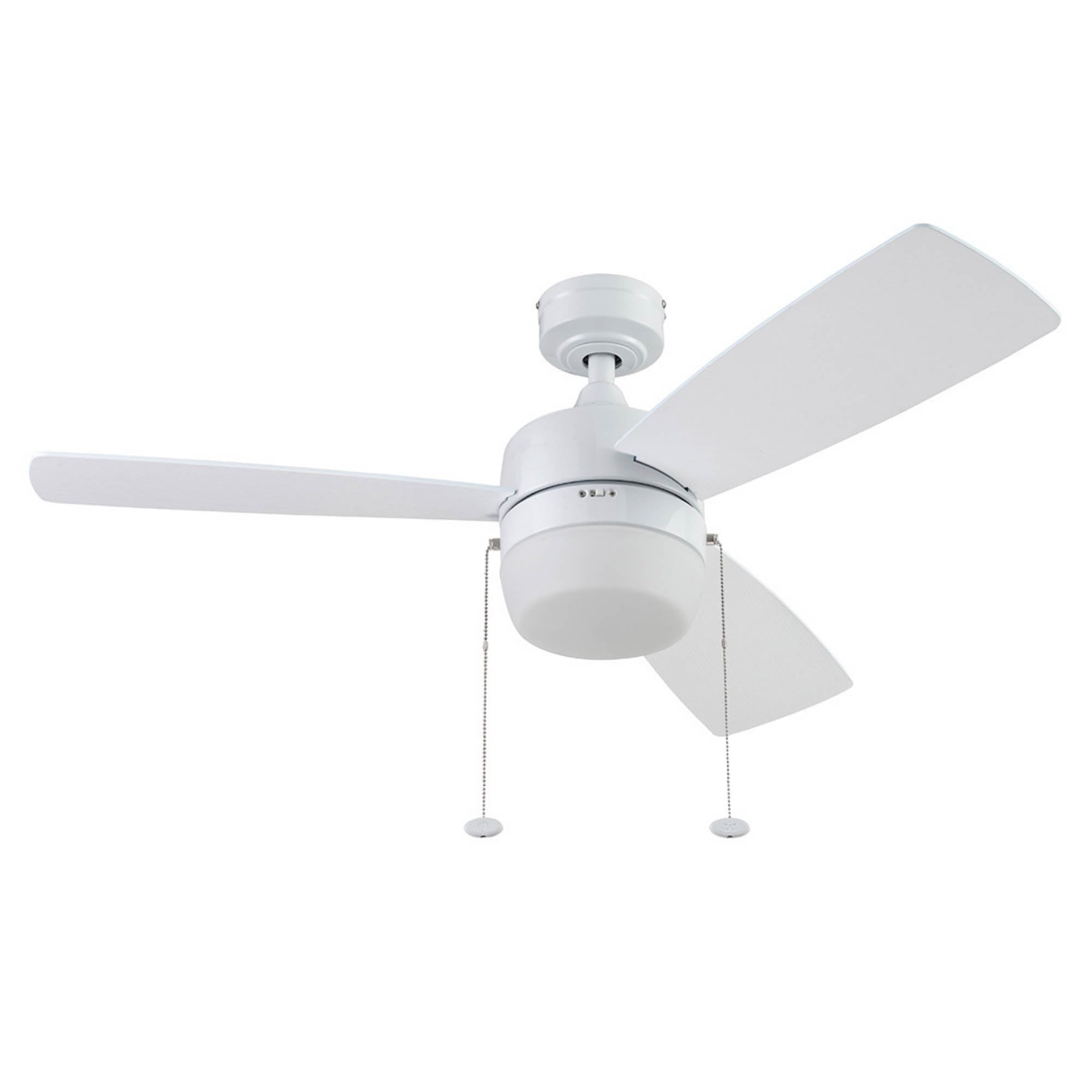 Honeywell Ceiling Fans Barcadero Modern 44 Inch Ceiling Fan with Light, Pull Chain LED Indoor Fan with 3 Blades, White (51475-01)