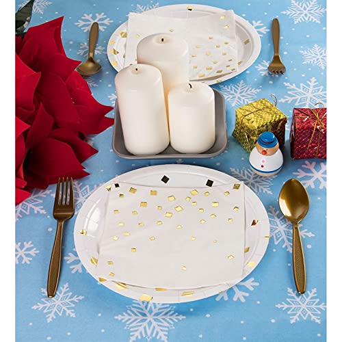 Christmas Snowflake Table Cover, Festive Holiday Party Decor (Light Blue, 84 X 54 In) #TOP2