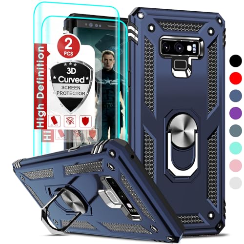 LeYi for Galaxy-Note-9-Case: [𝐍𝐨𝐭 𝐅𝐢𝐭 𝐍𝐨𝐭𝐞 𝟖] Samsung Note 9 Phone Case with [2 Pcs] Screen Protectors for Men, [Military-Grade] Phone Cover with Kickstand for Samsung Galaxy Note 9, Blue
