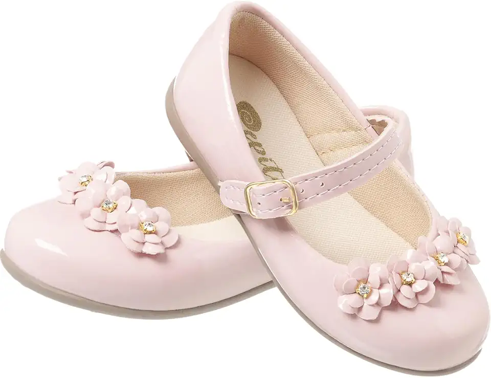 Sapatilha Infantil Branca com Laço de Flores para Meninas