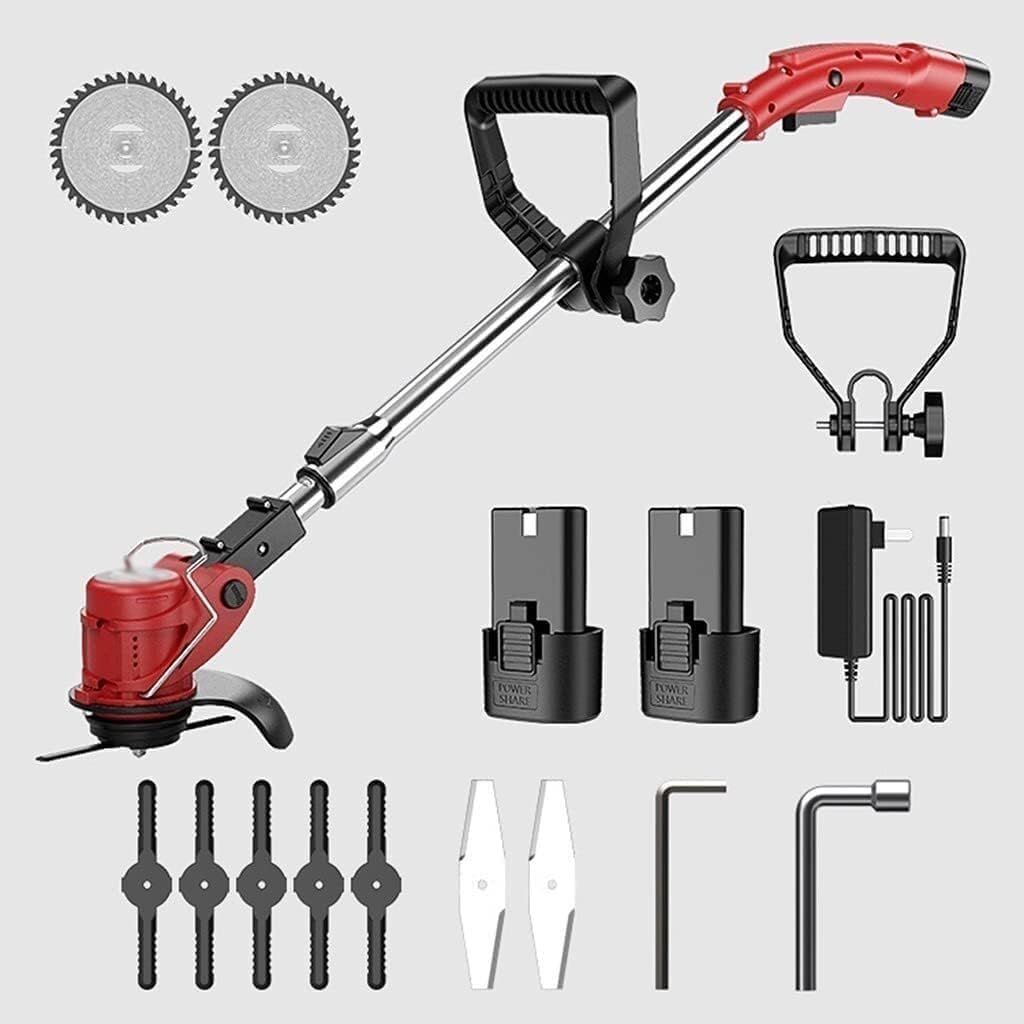 Cortacésped inalámbrico, cortadora de césped eléctrica doméstica pequeña, cortadora de césped multifuncional Yuanlin, varilla retráctil, cargador de batería de litio de 12V