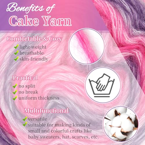Image of Aeelike Cake Yarn for Crocheting, 6 Skeins Gradient Yarn 100g (3.52 oz) 245m (267 Yards) # 3 Light Weight, Soft Ombre Yarns Fairyland Yarns Rainbow for Making Colorful Crafts, Lotus Purple Gradient