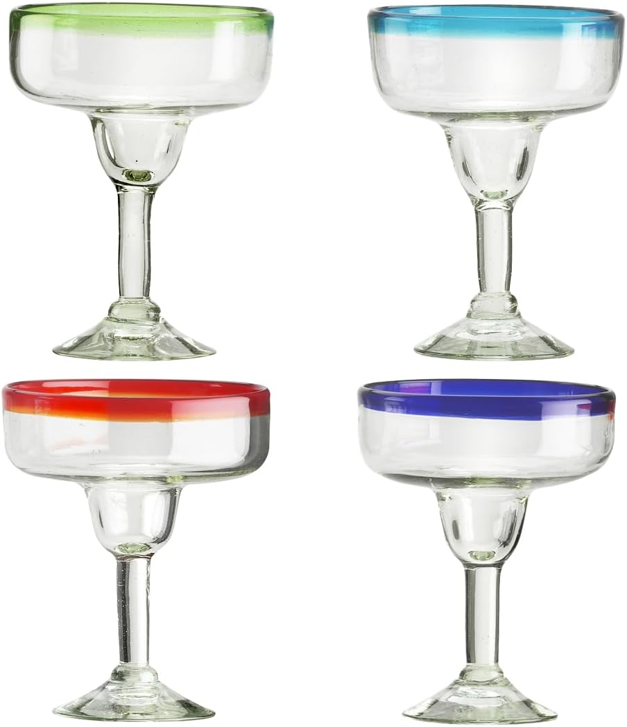 Amazon.com | Amici Home Colored Rim Margarita Glass | Set of 4 ...