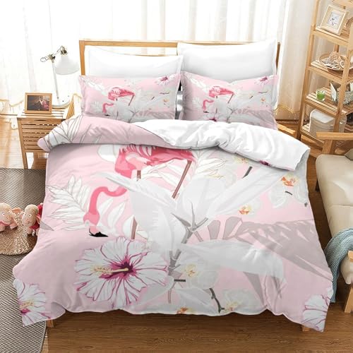 Parure de lit flamant rose douce et hypoallergénique en microfibre