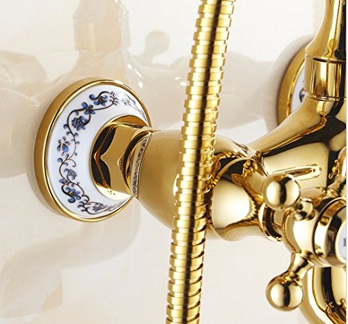 Robinet de baignoire de style antique bordeaux avec douchette main - 3