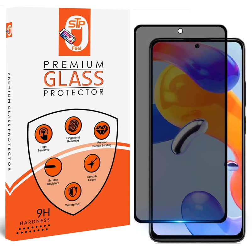 Image of Anti-Spy Privacy Tempered Glass Screen Protector Compatible For Poco M4 5G Cellphone (6.58 Inch) (Black,Pack Of 1) Edge To Edge Coverage Screen Guard With Easy Installation Kit