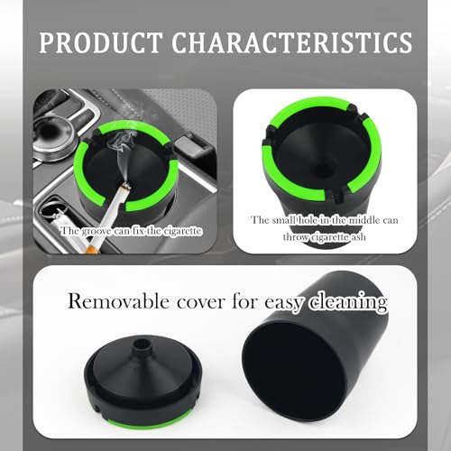 Image of Car Ashtrays for Cup Holder Smell Proof,Multi-Functional Smokeless Ashtray for Car Storing Cigarettes,Rubbish,Ashtray with Lid Smell Proof for Most Vehicles (Black)