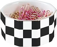 Vista 1 de Soporte para Clips de Papel de Cerámica a Cuadros Dispensador de Clips de Papel para Escritorio Organizador de Clips de Papel Sujetador de Clips