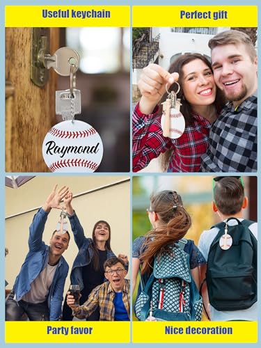 Taiyin 18 Sets Baseball Softball Acrylic Keychain Bulk DIY Ball Bag Tag Sports Party Favors Mini Ball Charms for Team Gifts(White,Baseball) by Taiyin - Image 14