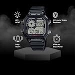 Casio AE1200WH Series | Men’s Digital Watch | 100M WR | Multi Alarms | 100 SEC Stopwatch | Countdown Timer | World Map for World Time | LED Light | LC Analog Display | 10 Year Battery