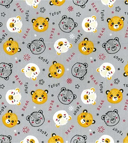 Tissu polycoton ours en peluche gris 5m x 1m10 pour couture