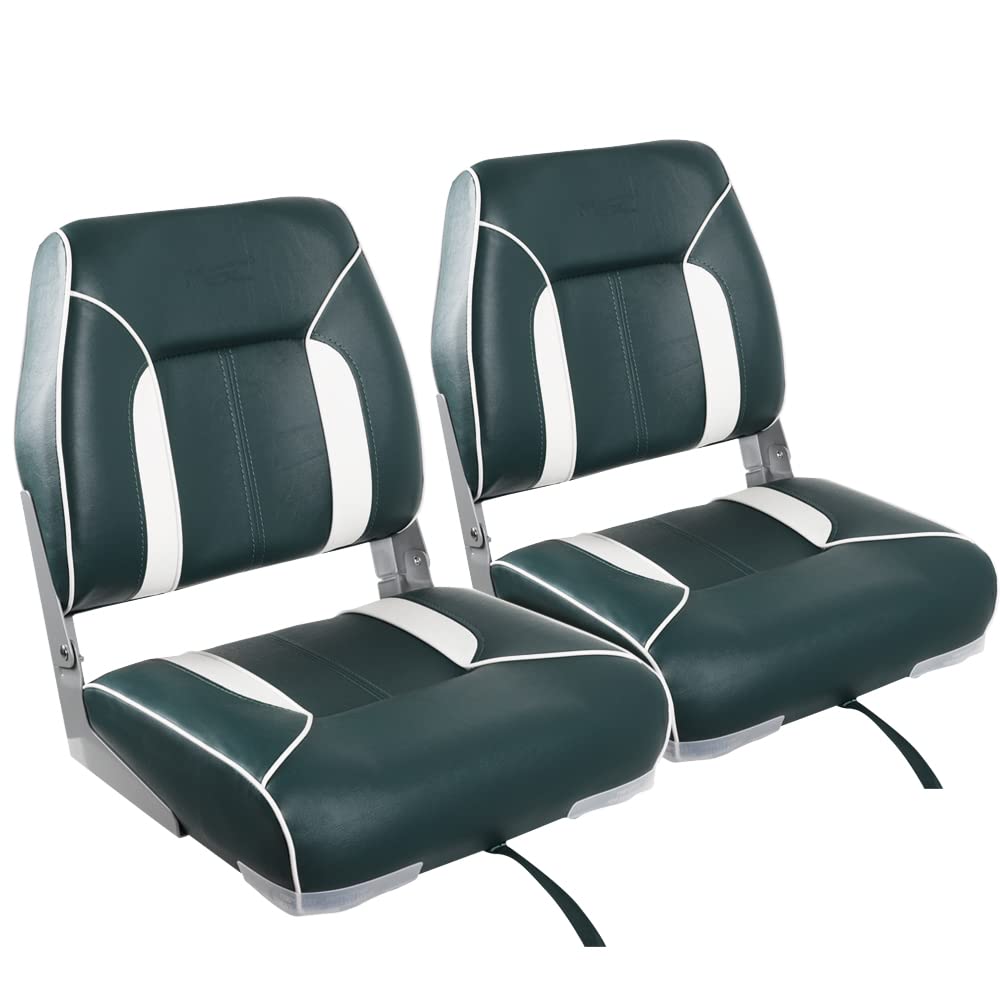 MSC Fishing - Asientos plegables para barco, paquete de un par (S103 Olive/Blanco)