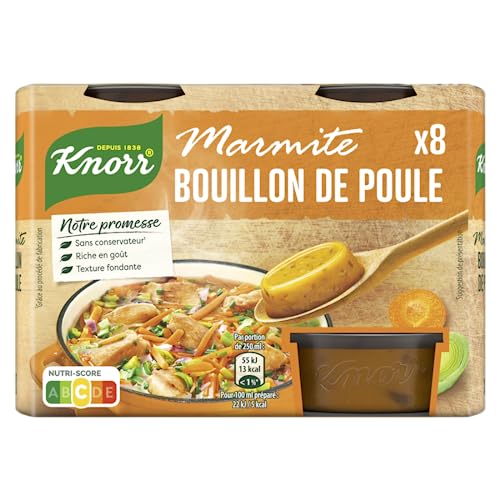 Knorr Marmite Bouillon de Poule, Riche en goût, Texture fondante, Idéal pour les poêlées et les soupes, 8 capsules
