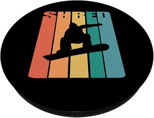 Miniatura 2 de Retro 70s Vintage Snowboard Snowboard Air Silhouette PopSockets Grip and Stand para teléfonos y tabletas, Negro