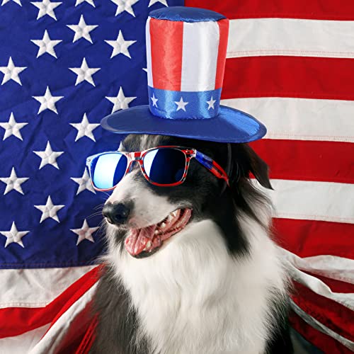 4 Pcs Pet Dog Independence Day Costume Supplies, American Flag Dog Bandana Dog Rope Toy Dog Bow Tie Collar 4Th July Pet Hat Handled Rope With Attached Ball Dog Triangle Bib Scarf Top Hat For Puppy Cat #TOP4