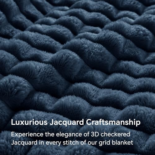 Image of BEDELITE Navy Blue Fleece Throw Blankets Queen Size for Bed, 90x90 Inch