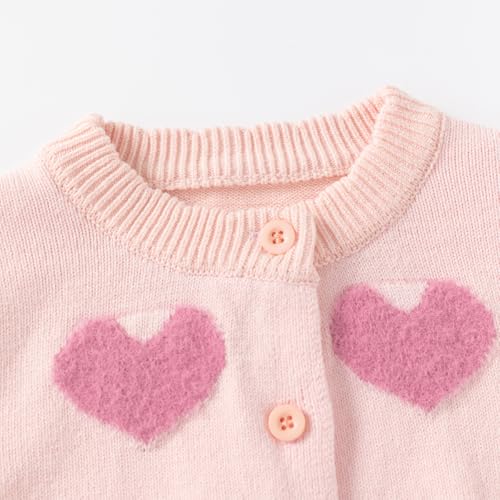 Cute Baby Girls Hearts Knit Cardigan Sweater, Toddler Loose Long Sleeve Shirts Warm Tops for Fall Winter Love Design3