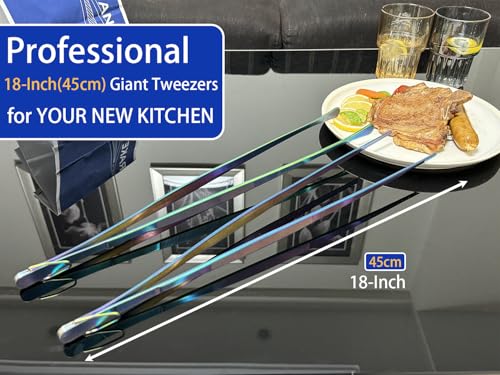 image for JETKONG 2 Pcs 18 Inch (45cm) Stainless Steel Grill Tongs Heavy Duty Gi