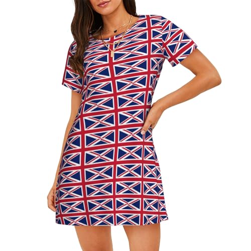 Chemise de nuit légère femme drapeau britannique pour cocooning d'été