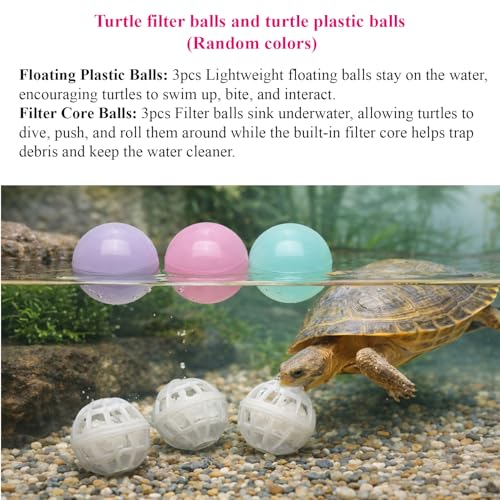Image of 14PCS Aquatic Turtle Tank Accessories Set - Interactive Treat Balls, Floating Feeders & Enrichment Toys for Aquatic Turtles and Tortoises, Turtle Tank Decor