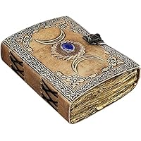 ALCRAFT Cuaderno de hechizos de cuero vintage con triple luna