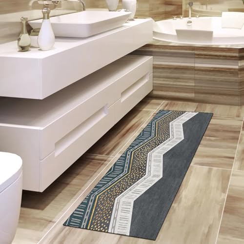 Alfombra gris para pasillo moderna de 100 x 250 cm antideslizante lavable 4