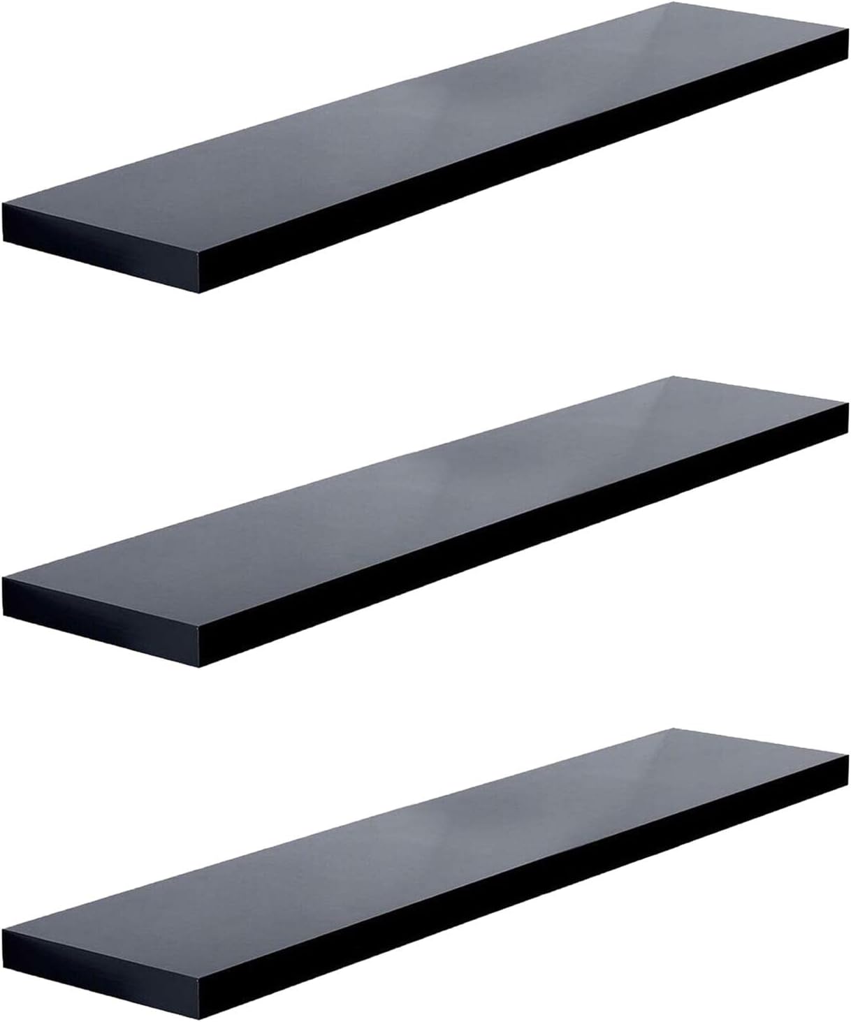 Roseley Set of 3 Floating Shelves 60cm High Gloss Wall Mounted Storage