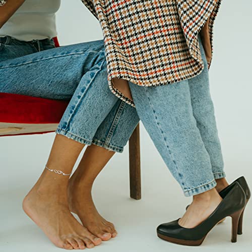 Everu Heart Anklets For Women 925 Sterling Silver Anklets Adjustable Charm Anklet Valentine's Day Birthday Mother's Day Gifts #TOP2