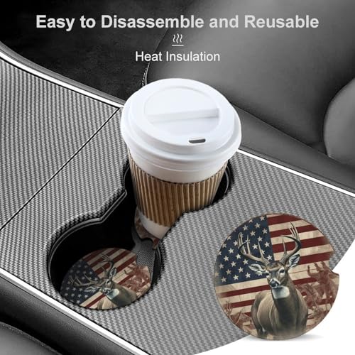 Posavasos para carros con diseño de bandera americana, 2 piezas miniatura 4