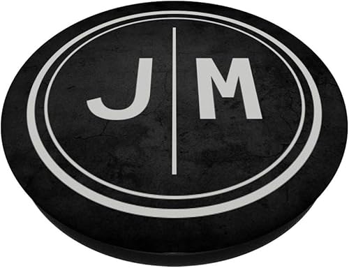 Miniatura 2 de JM Pop Socket Black Two Initials JM Monogram Grip - PopSockets Grip and Stand for Phones and Tablets