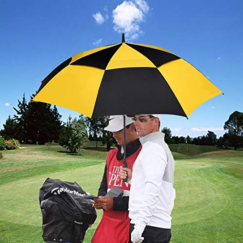Image of MRTLLOA Automatic Open Golf Umbrella, 62 /68 Inch Extra-Large Oversized Double Canopy Vented Windproof Waterproof Stick Rain Golf Umbrellas for Men and Women