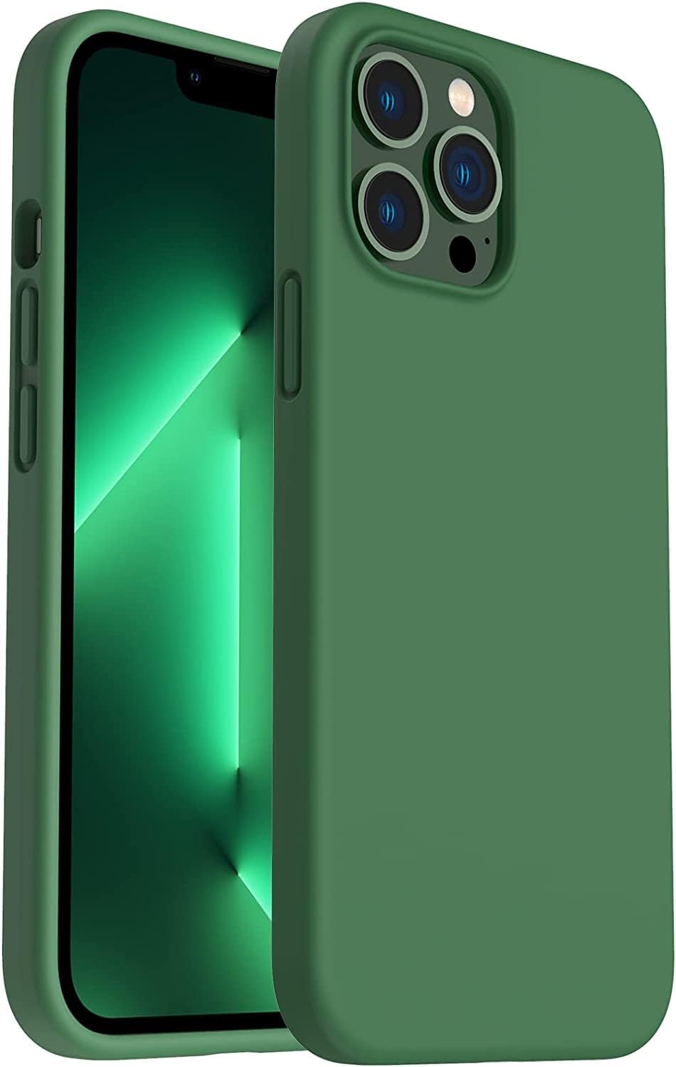 Zubitech iPhone 12 / iPhone 12 Pro Soft Liquid Silicone Case Full Body Shockproof Protection Raised Camera Edges Matte Finish Cover Soft Microfiber Cushion Slim Case (iPhone 12 / iPhone 12 Pro, Green)