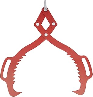 Log Lifting Tongs, 30 inch 2 Claw Log Grapple Large Steel Timber Log Grapple Skidding Tongs Lumber Skidding Tongs Logging Grabber Lumber Skidding Tongs for Truck, ATV, Tractor and Skidder (Red)