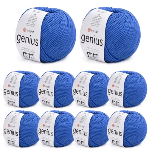 YarnArt Genius Soft Cotton Blend Yarn, 10 Pack (1.76 oz / 174 Yds)