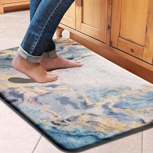Image of Luxe Home Runner Cuba PVC Loop Utillity Anti-Fatigue Cushioned, Non Slip, Washable in & Out Door Mats for Home Kitchen (51x99 cm) - Navy