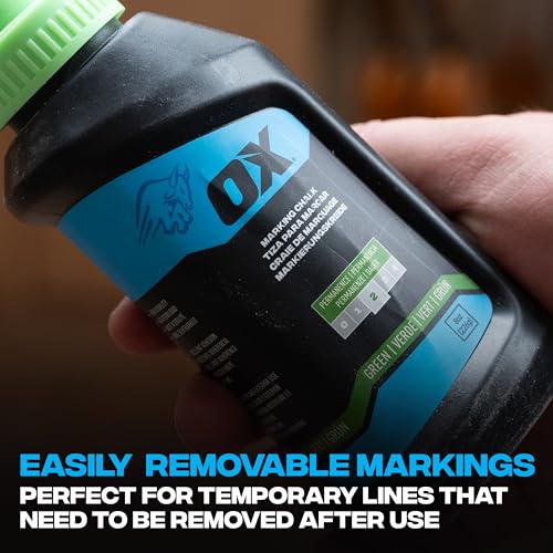 OX Pro Series Green Chalk Line Powder 8oz Marking Chalk Refill - Permanence 2 Line Marking Powder Refill with High Flow Nozzle and Leak-Proof Cap Weather Resistant Construction- OX-P630804 by OX - Image 7