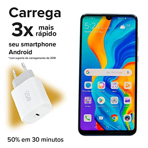 Kit Carregador de Parede Ultra Rápido com 1 Saída USB-C Power Delivery 20W + Cabo USB-C + USB-C I2GO