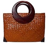 Trabajo manual Rotfuchs Mujer Bolso de mano paja funda bolsa de la compra bolsa de playa en naranja hecho a mano de juncos