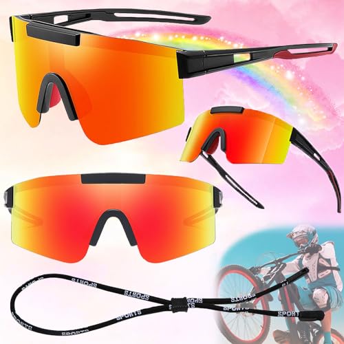 Begpoee Sol Ciclismo Gafas, Gafas De Ciclismo Polarizadas, Gafas Running Hombre Mujer, UV400 Gafas De Protección para Actividades Al Aire, Con Cordón Deportivo, Para Conducir, Escalar y Pescar