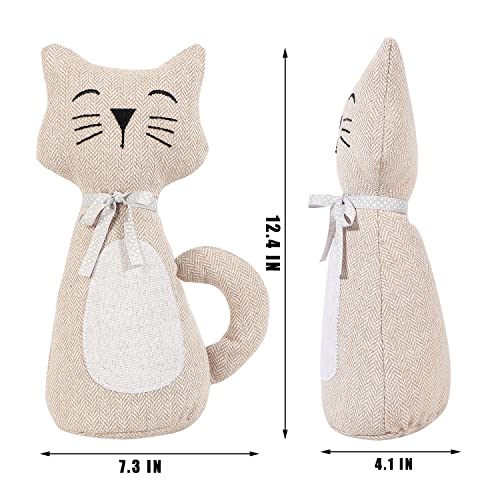 Cerayou Cute Animals Decorative Door Stoppers, Soft Durable Fabric Weighted Interior Wall Protector For Home & Office, Anti Collision Heavy Duty Compact Floor Decor Book Stopper, Beige Yellow Cat #TOP1
